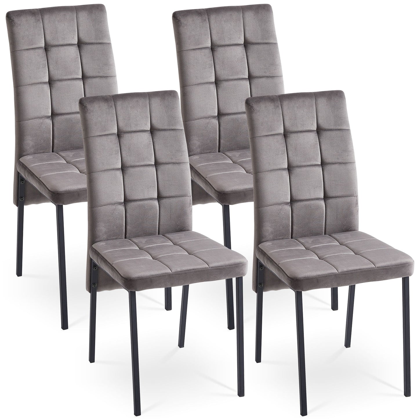 Velvet High Back Nordic Dining Chair Modern Fabric Chair With Black Legs (Set of 2) Home Essentials