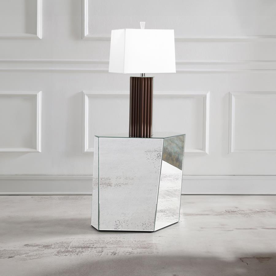 Capella - Mirrored Abstract Geometric End Table - Silver Coaster Fine Furniture