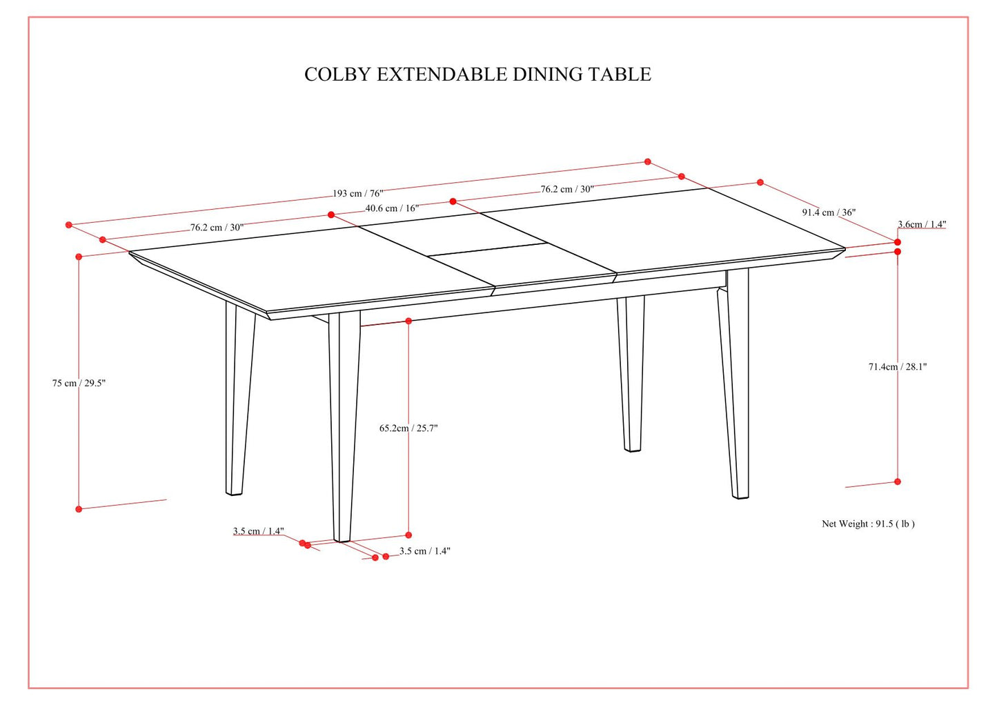 Colby - Dining Table, Contemporary Simpli-Home