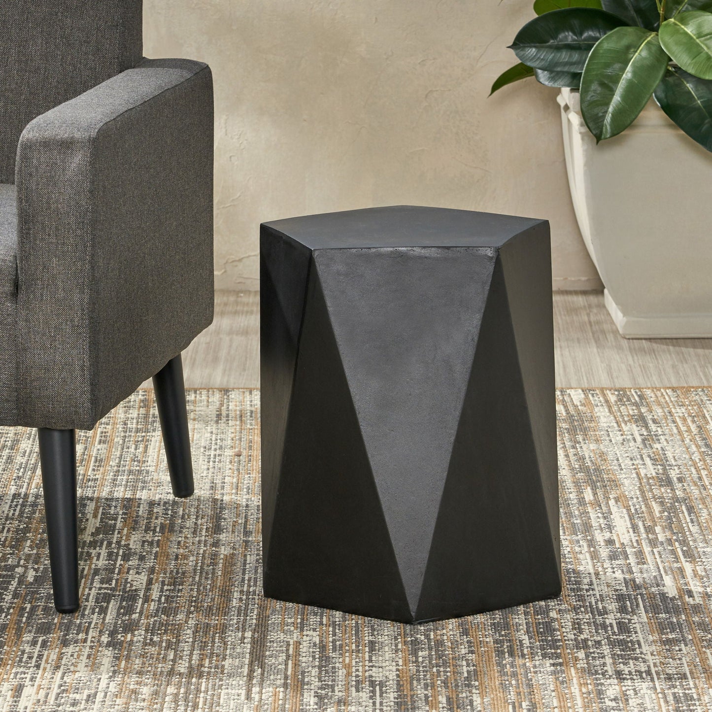 Side Table With Geometric Design Noble House