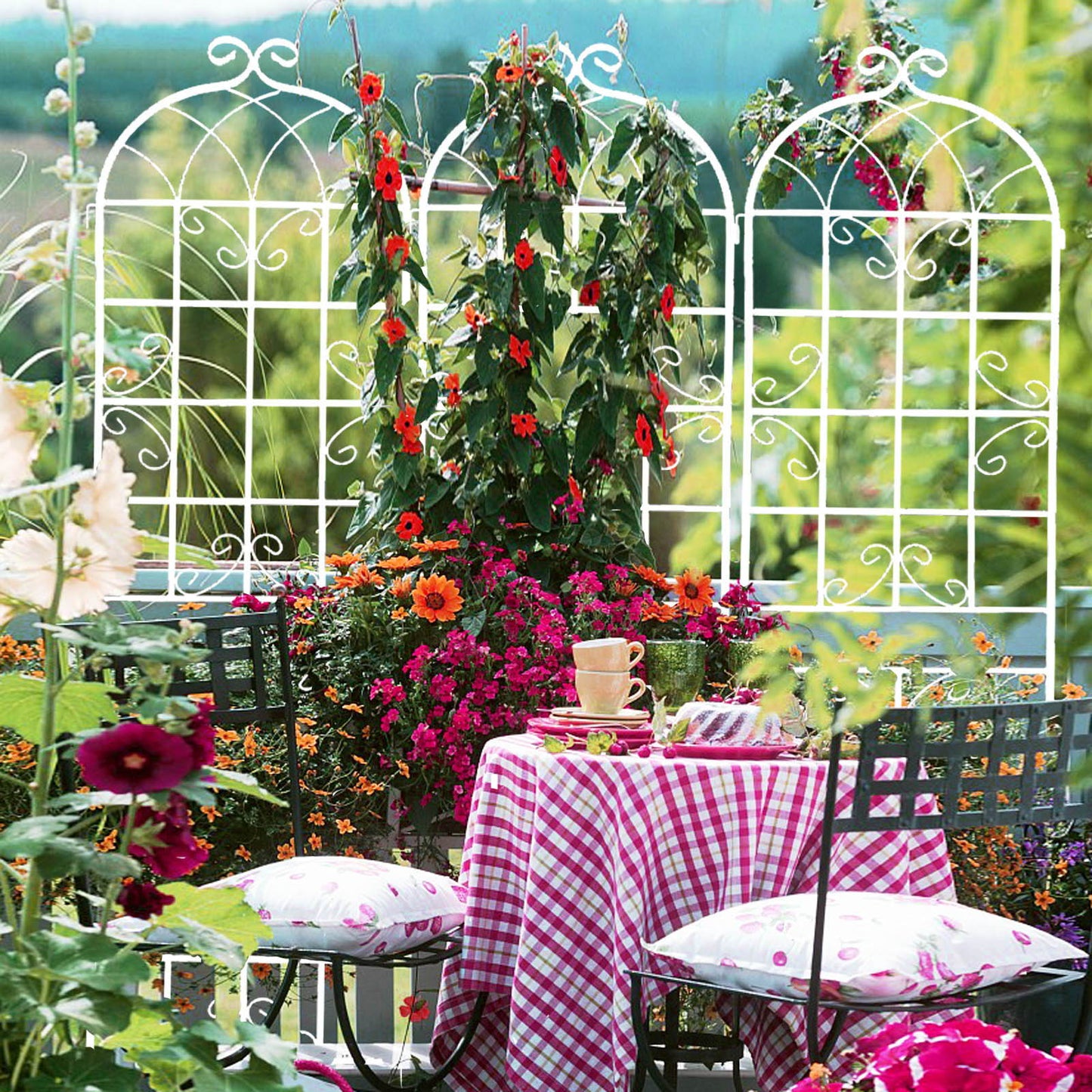 Metal Garden Rustproof Trellis For Climbing Plants Outdoor Flower Support Daily Nest
