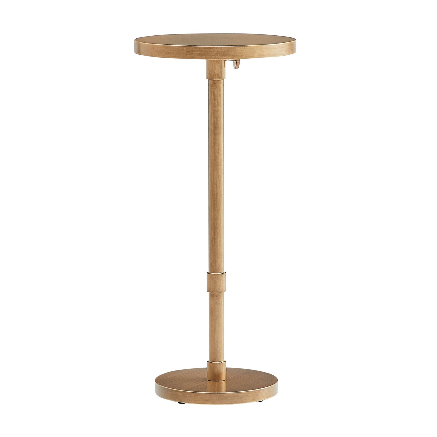 Morven - Adjustable Height Accent Table With Round Metal Top And Pedestal Base - Antique Brass Home Essentials