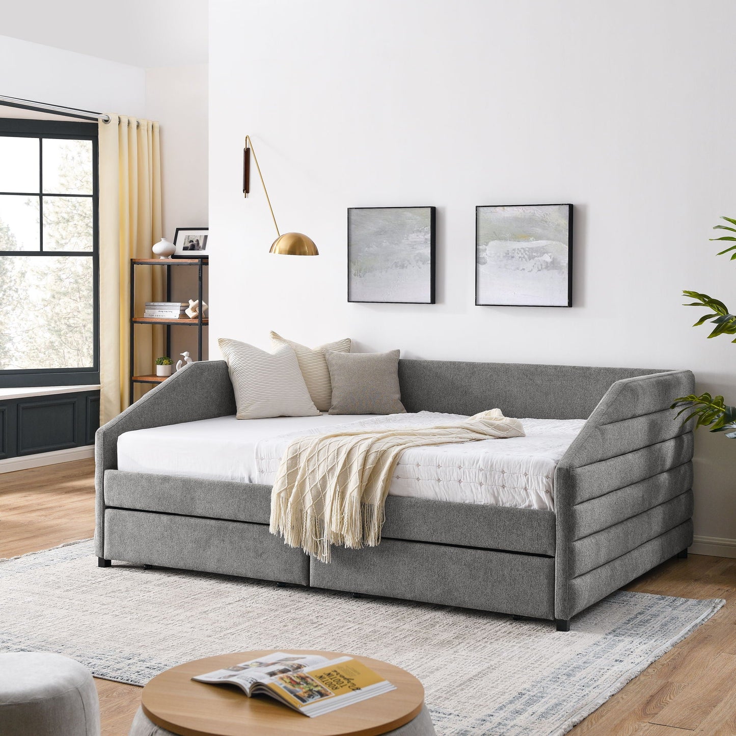 Elegant Daybed With Trundle Upholstered Tufted Sofa Bed Home Essentials