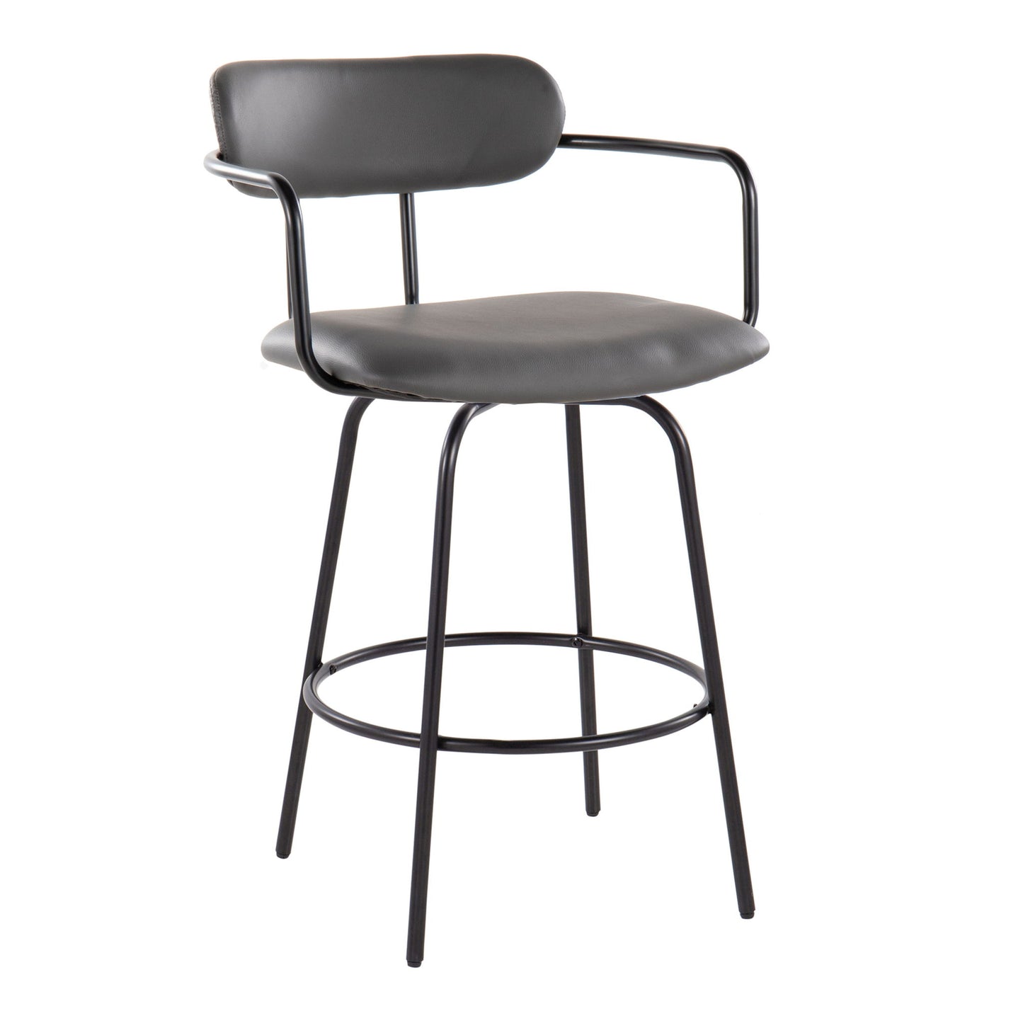 Demi - Contemporary Fixed Height Counter Stool With Swivel With Round Footrest (Set of 2) Lumi Source
