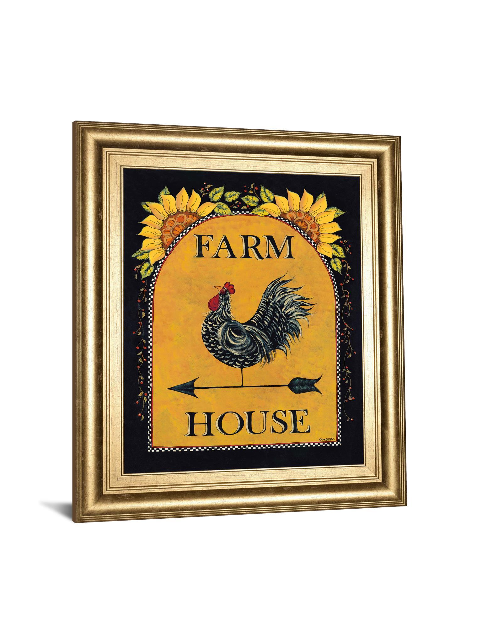 Sunny Farmhouse By Lisa Hillker - Framed Print Wall Art - Orange Classy Art