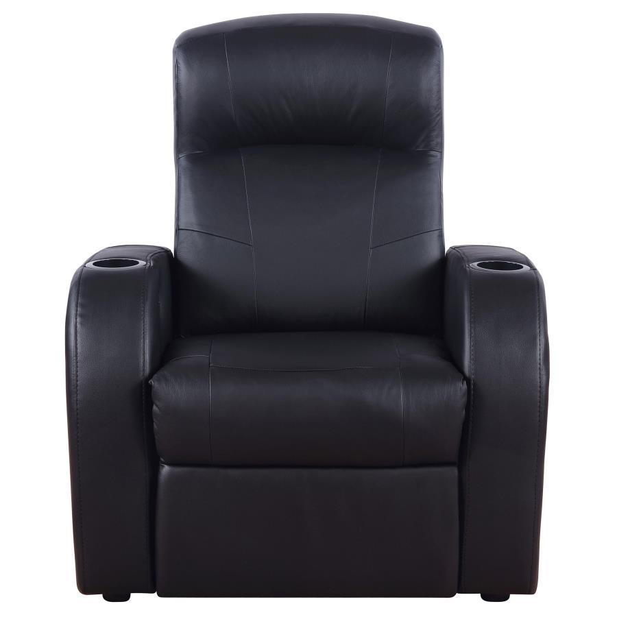 Cyrus - Upholstered Track Arm Recliner - Black CoasterEssence