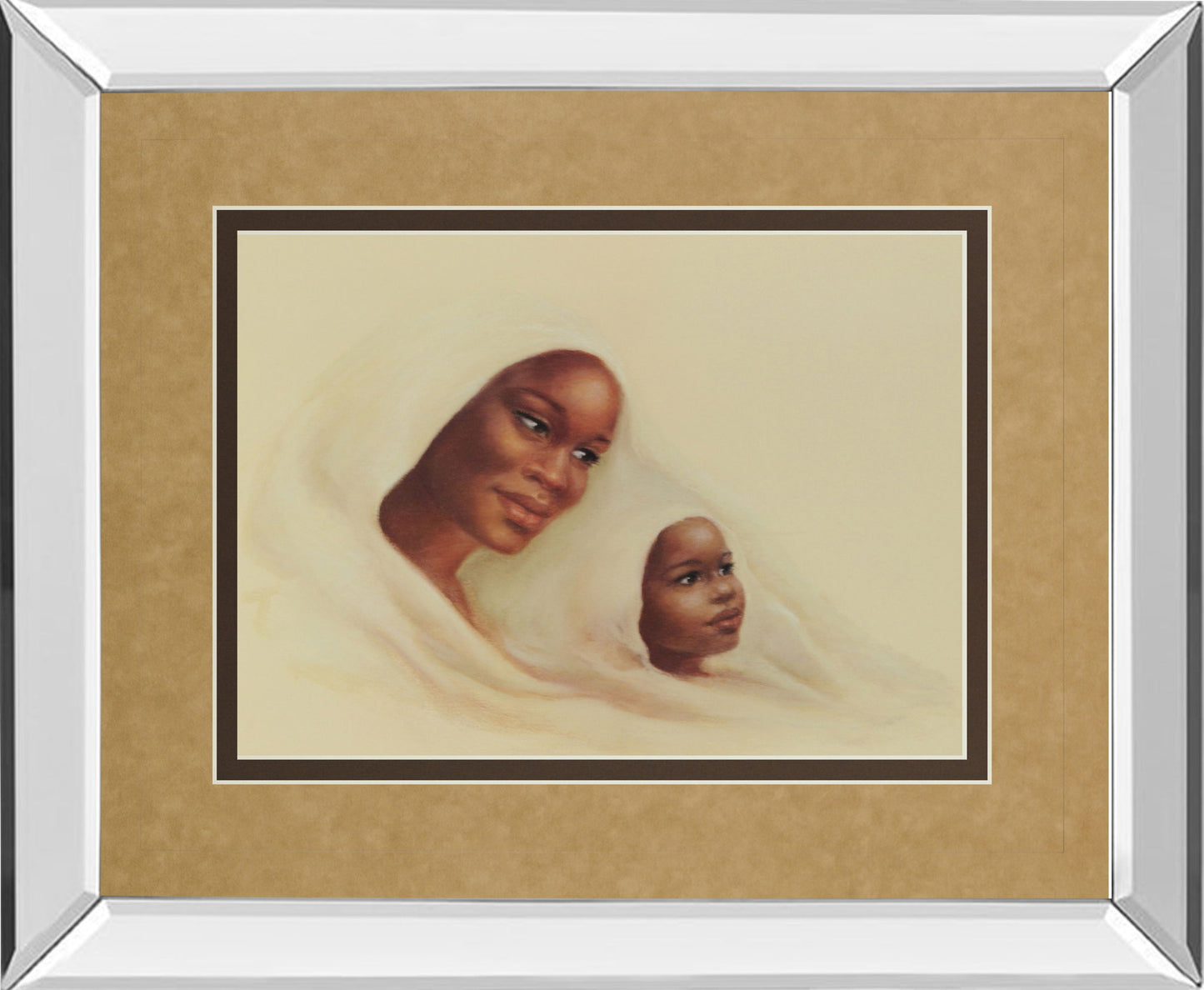 Two Generations - Mirror Framed Print Wall Art - Dark Brown Classy Art