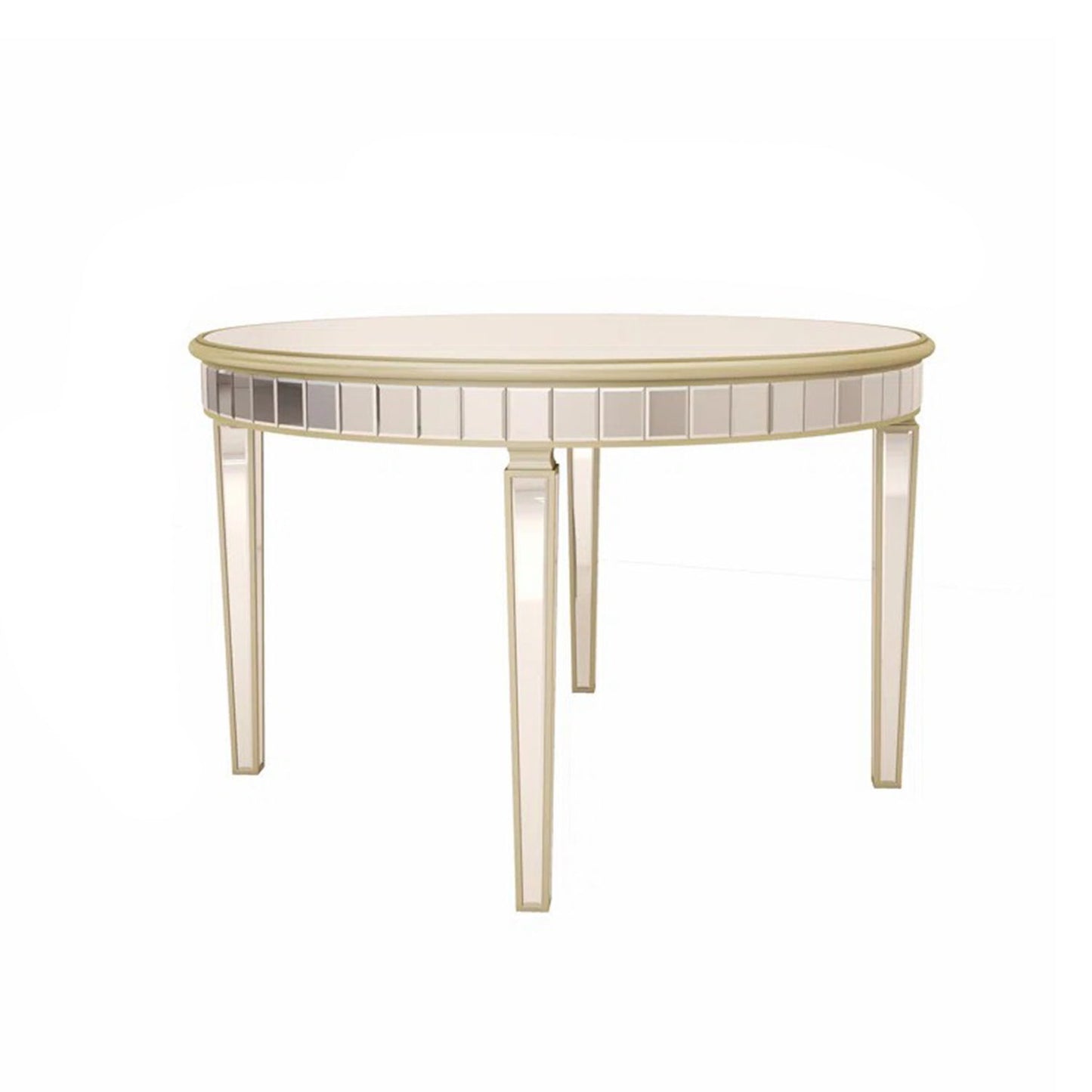 Round Glass Dining Table With Mirror Top - Silver Home Essentials