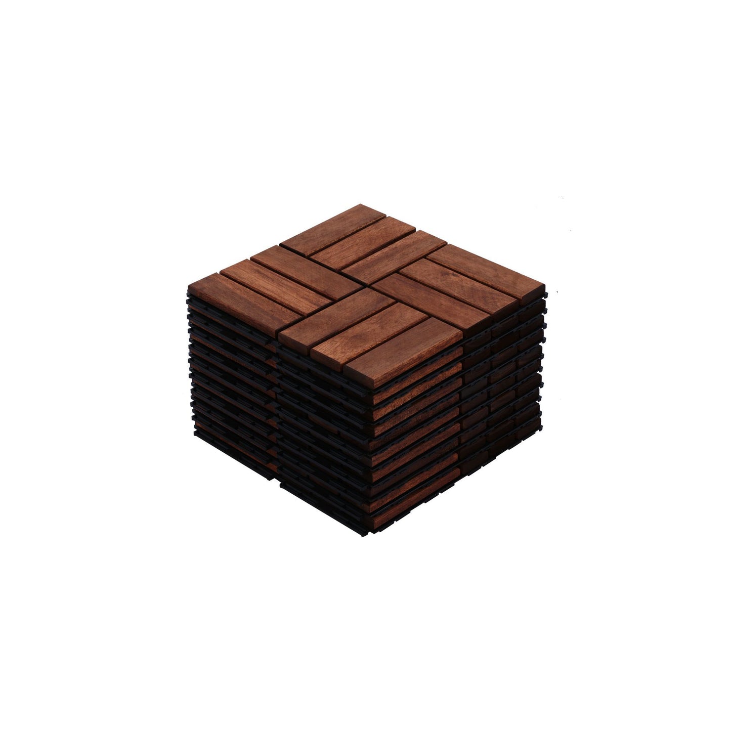 Interlocking Deck Tiles Checker Pattern, Square Acacia Hardwood Outdoor Flooring For Patio, Bancony, Pool Side Daily Nest