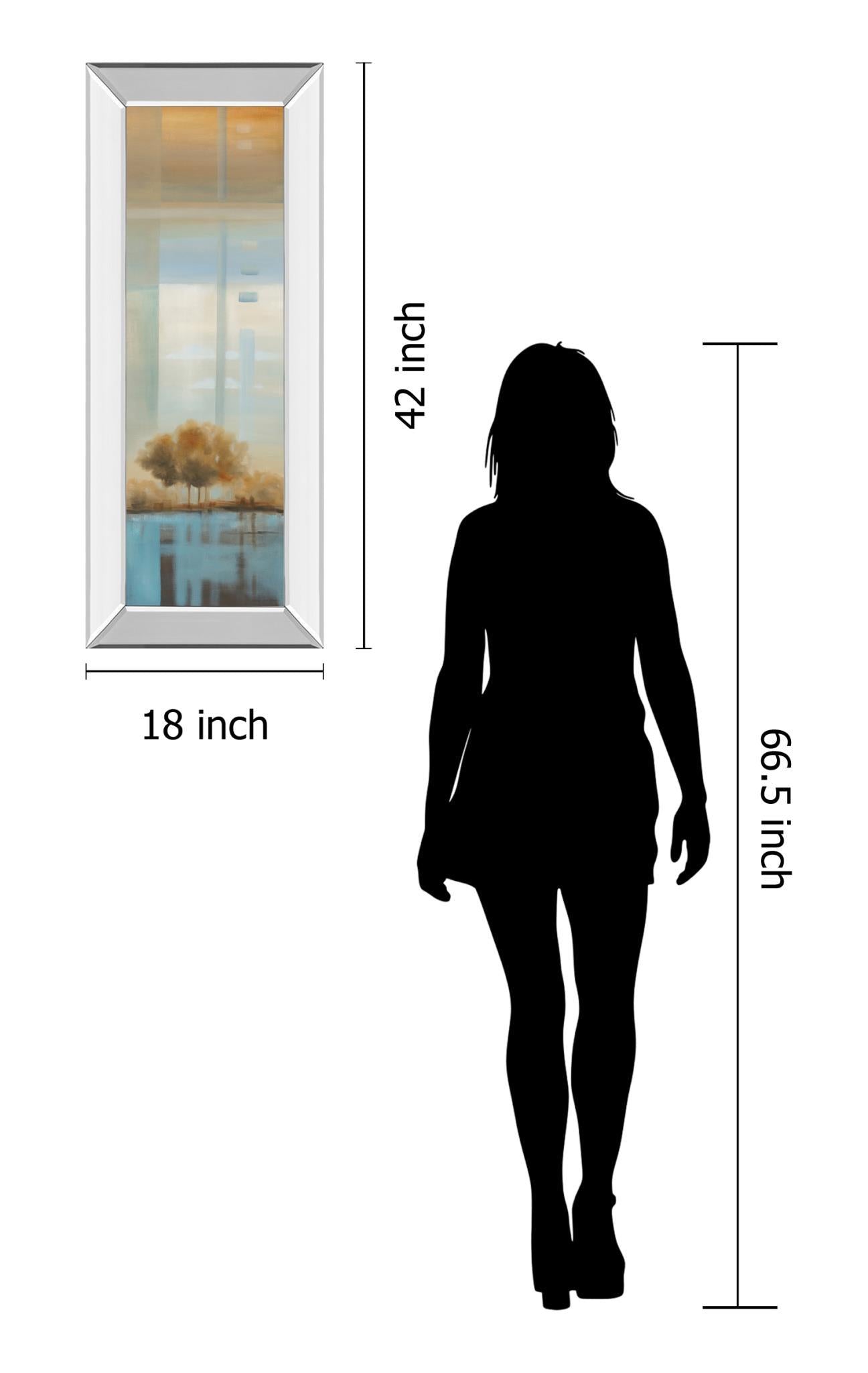 Window On The Word Il By Carol Robinson - Mirror Framed Print Wall Art - Blue Classy Living