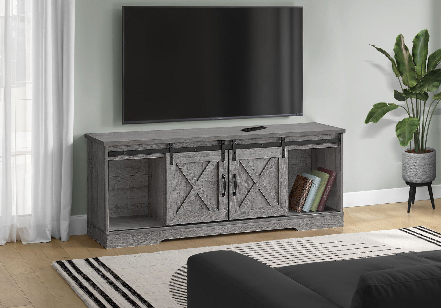 TV Stand, Console Media Entertainment Center, Storage Cabinet, Transitional 8th Street
