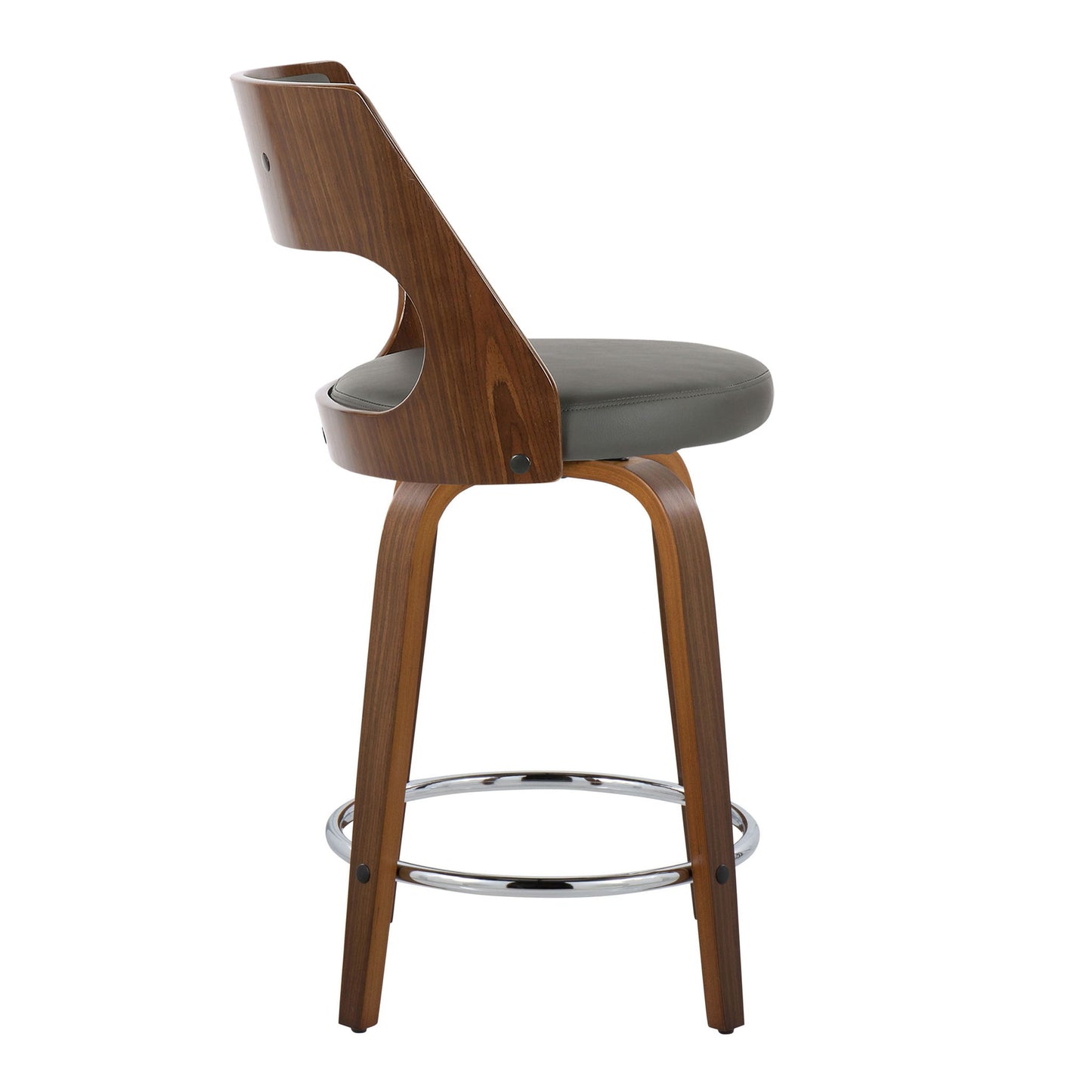 Cecina - Mid-Century Modern Fixed Height Counter Stool With Swivel And Round Footrest (Set of 2) Lumi Source
