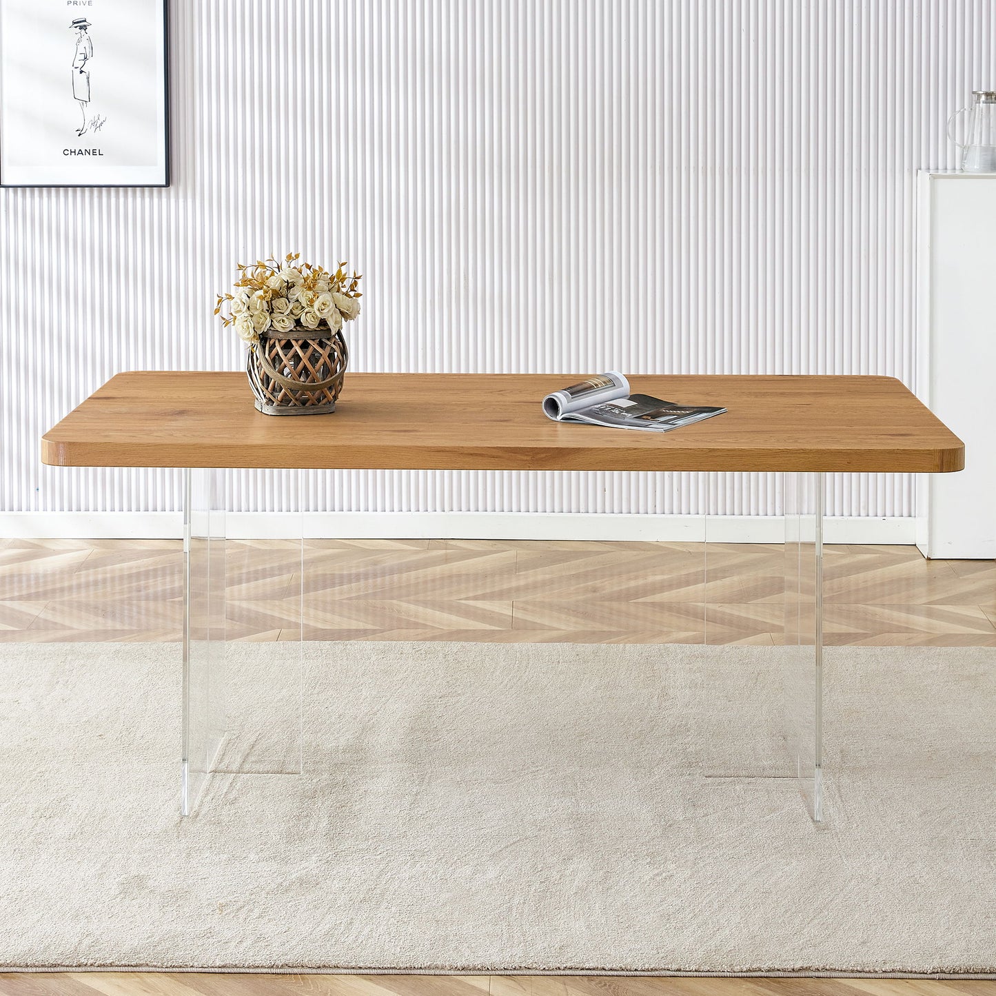 Modern Minimalist Wooden Table With Acrylic Legs Home Essentials