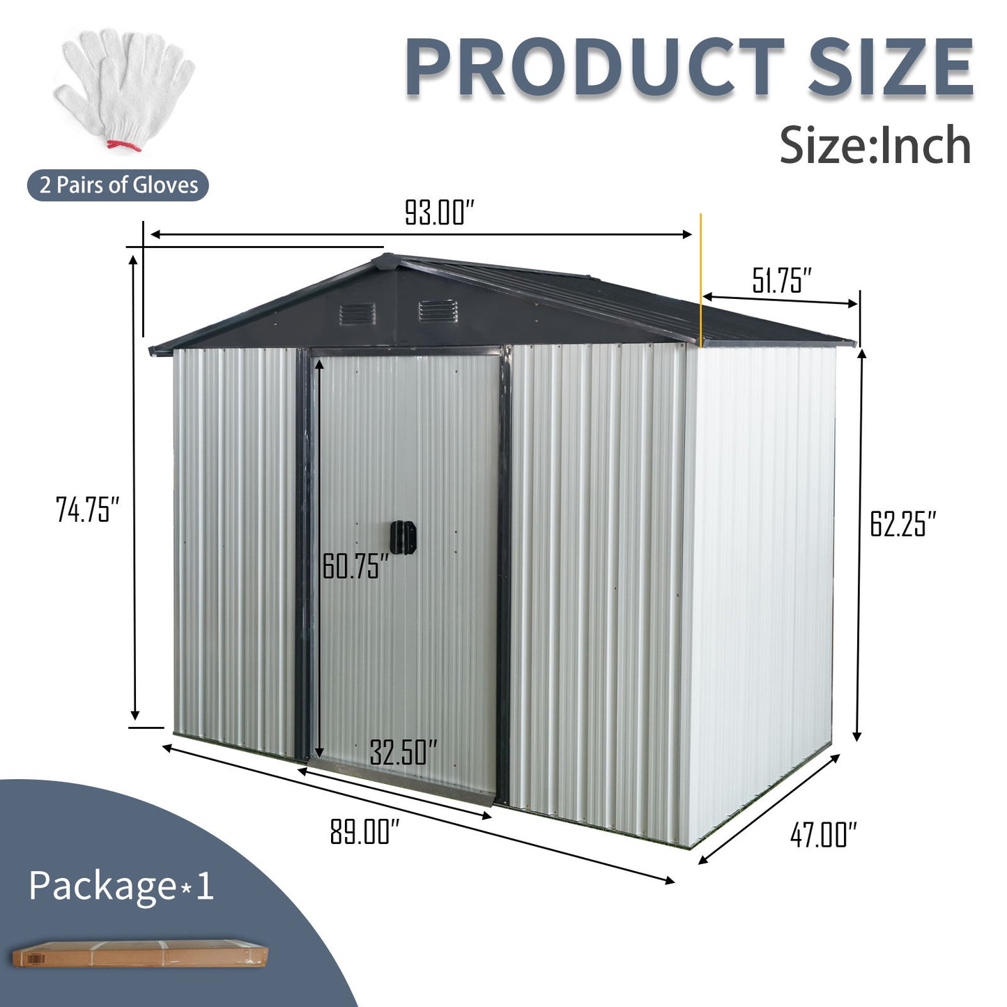 Outdoor Metal Storage Shed With Sliding Door And Foundation For Backyard, Patio, Lawn Daily Nest
