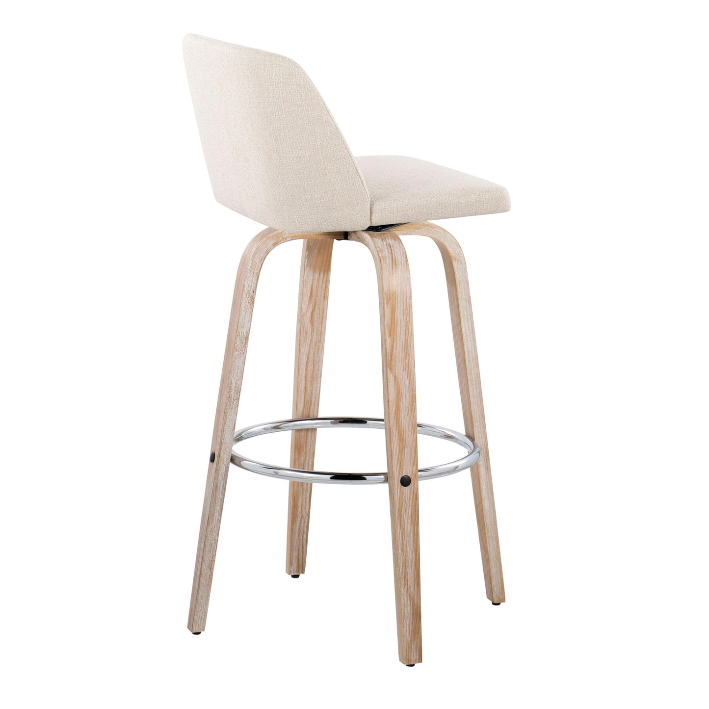 Toriano - Contemporary Fixed Height Barstool With Swivel & Round Footrest (Set of 2) Lumi Source