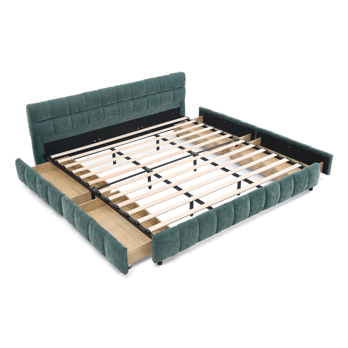 Modern Platform Bed Frame With Thick Chenille Fabric Home Essentials