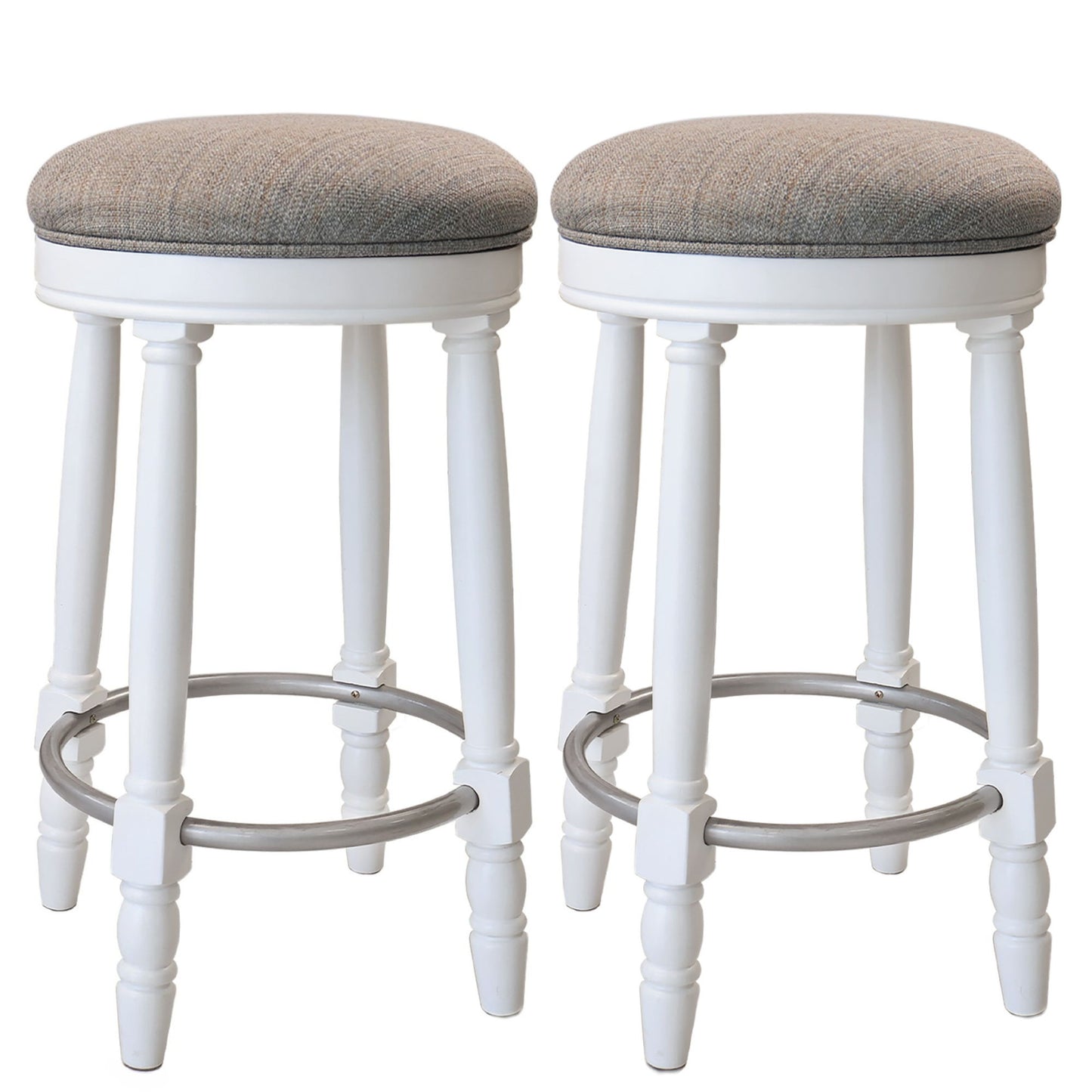 360° Swivel Wooden Barstools With Upholstered Seat, Counter Height (Set of 2) Home Essentials