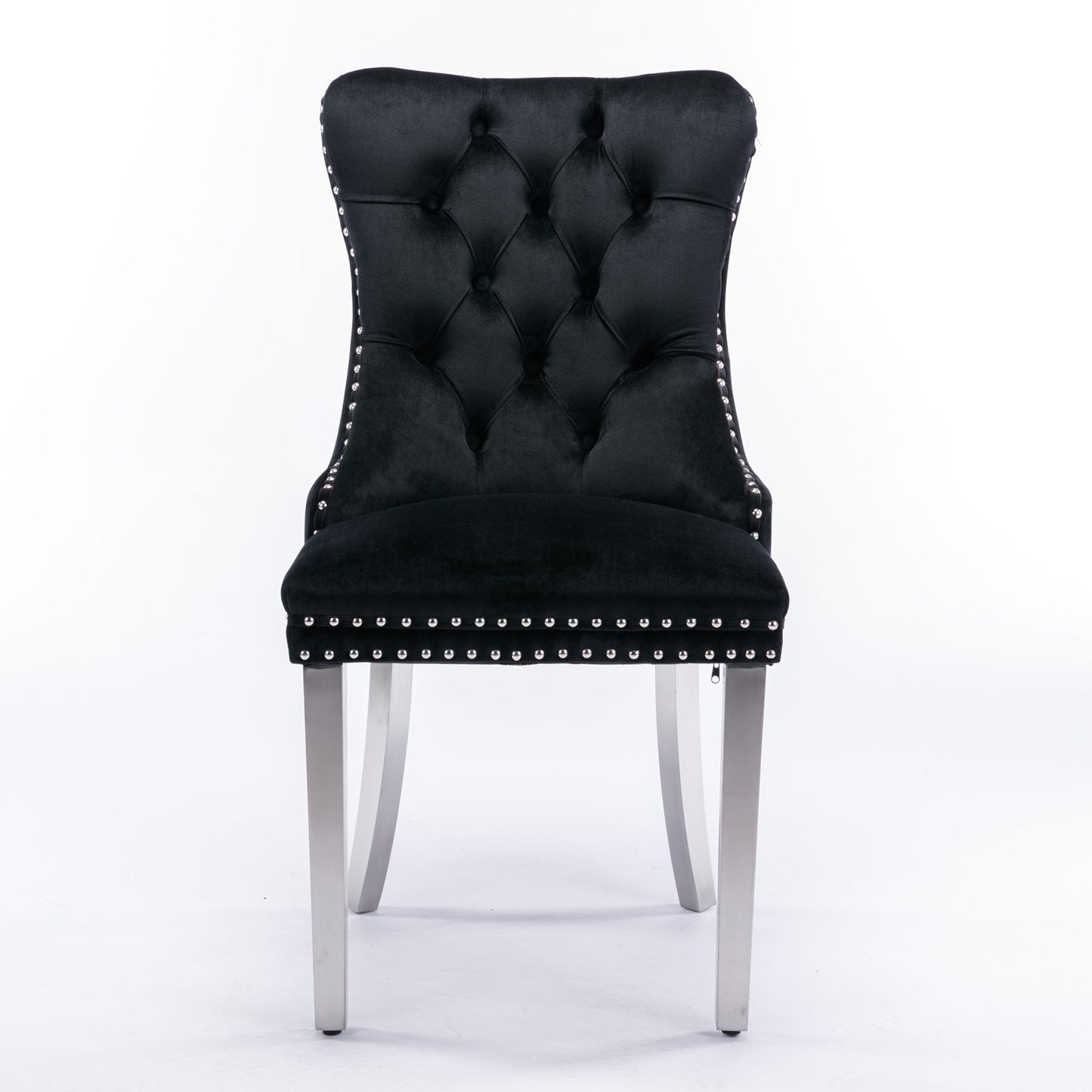 Nikki - Modern, High-End Tufted Solid Wood Contemporary Velvet Upholstered Dining Chair With Chrome Stainless Steel Plating Legs, Nailhead Trim (Set of 2) Home Essentials