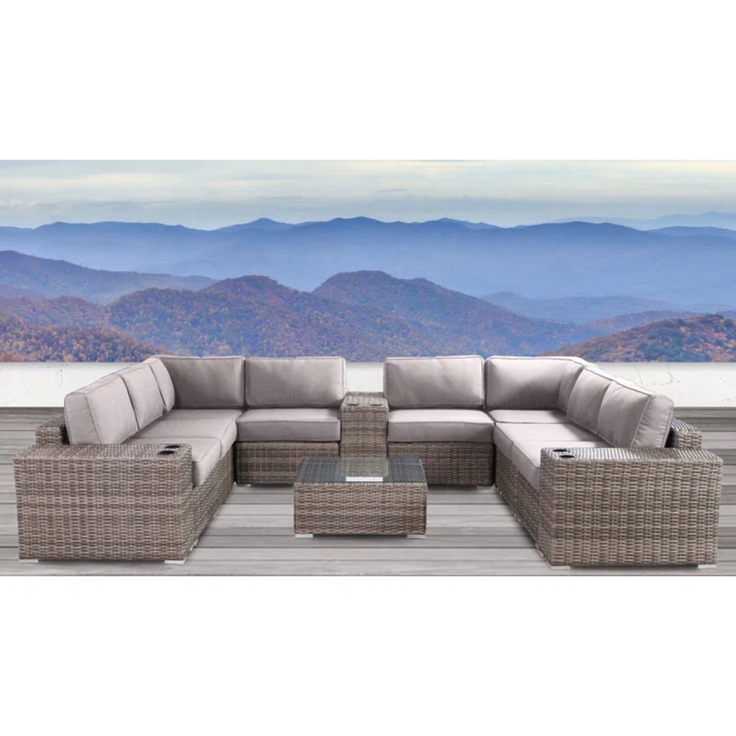 Modern Patio Rattan Sectional Set With Cushions LSI Patio Furniture