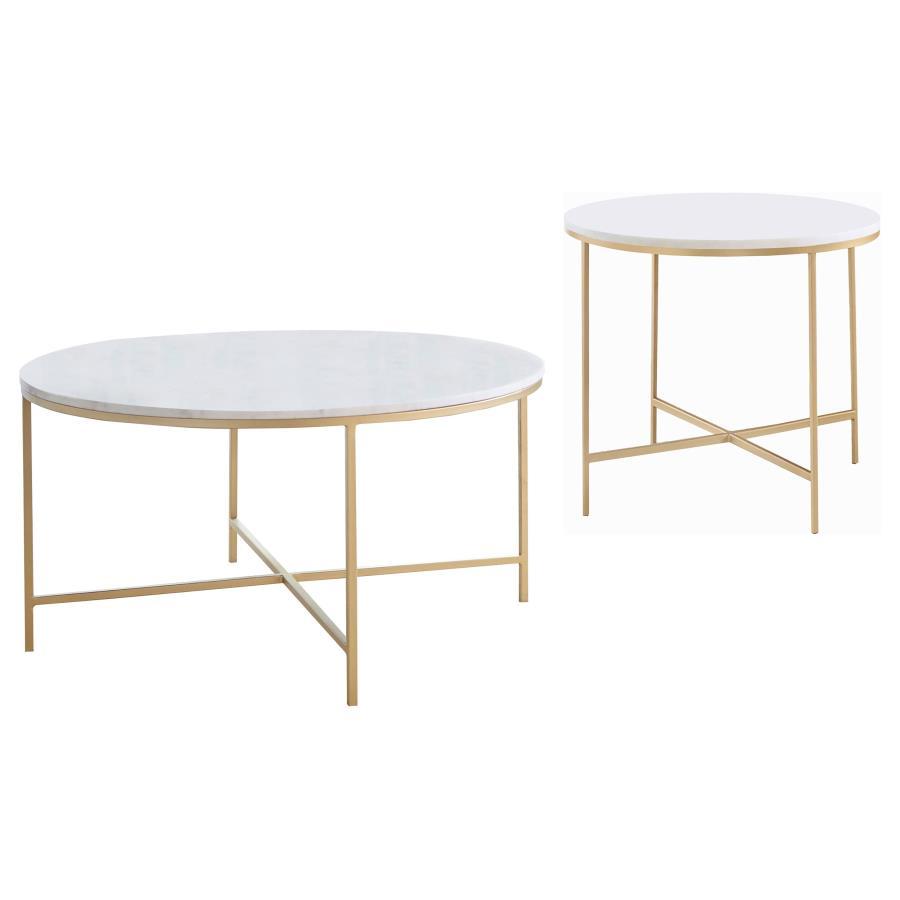 Ellison - Round Marble Coffee And End Table Set Coaster Fine Furniture