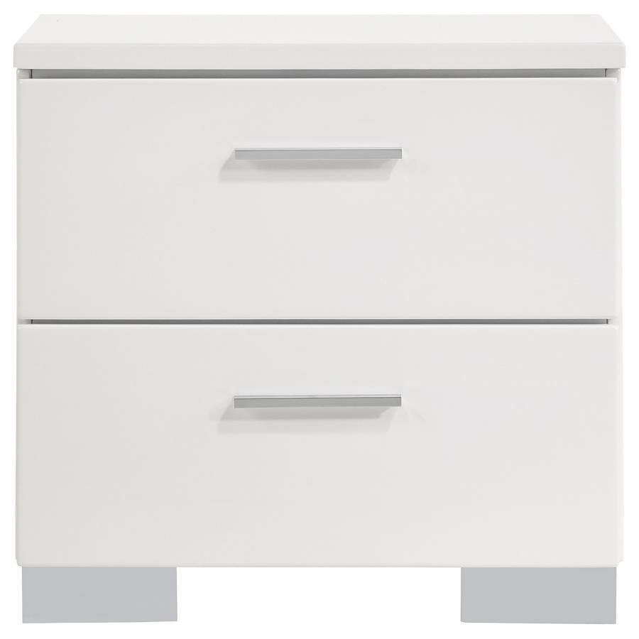Felicity - 2-Drawer Nightstand - White High Gloss CoasterEssence