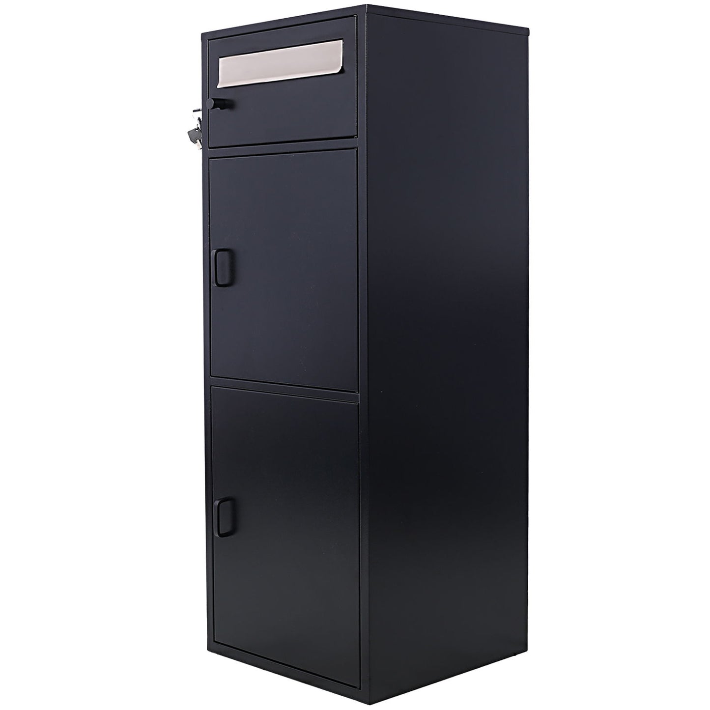 Large Steel Freestanding Floor Parcel Package Drop With Locking Letterbox Drop Mail Box With Multi Compartments - Black Daily Nest