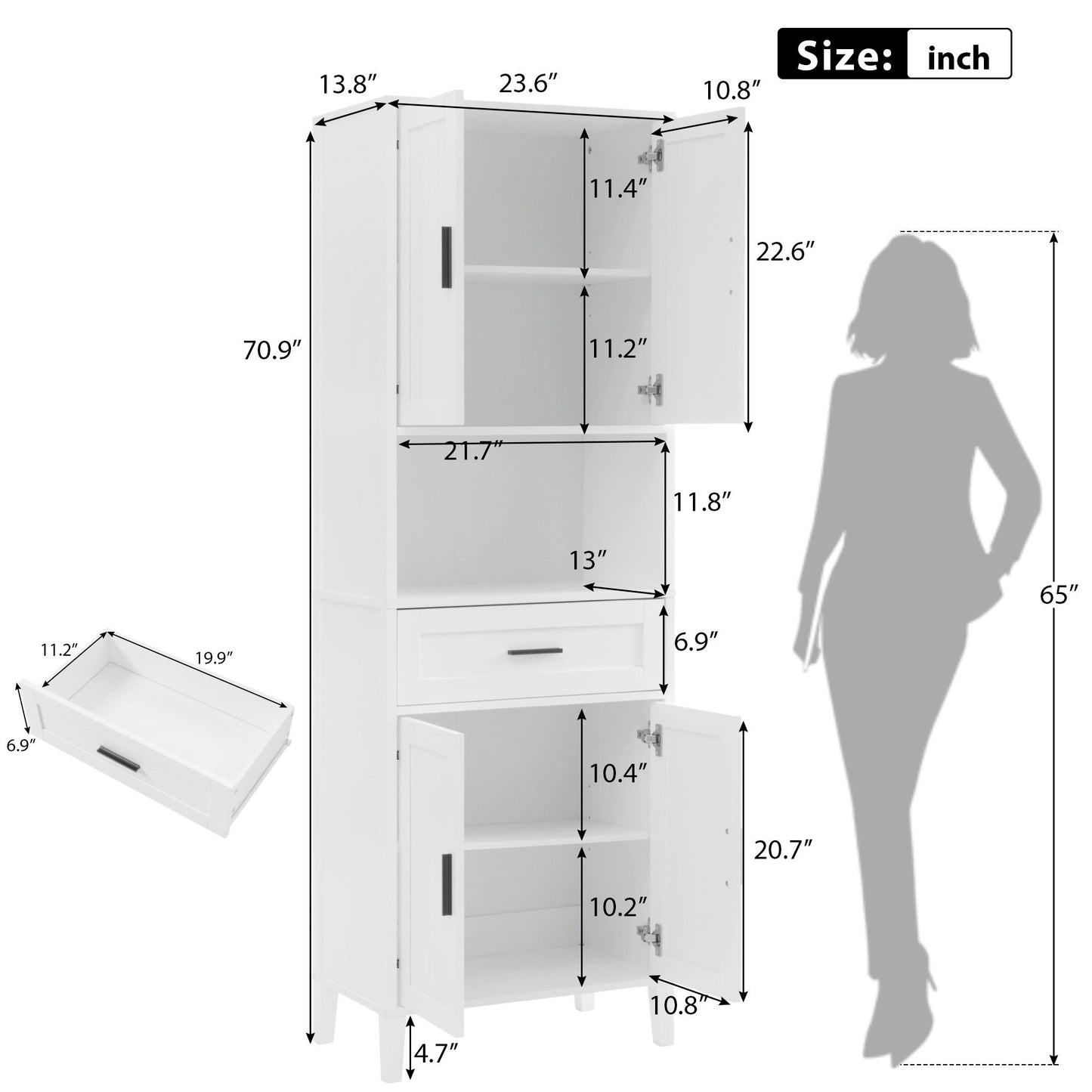 Freestanding Tall Bathroom Cabinet With Soft Close Doors And Adjustable Shelves Hearth and Haven