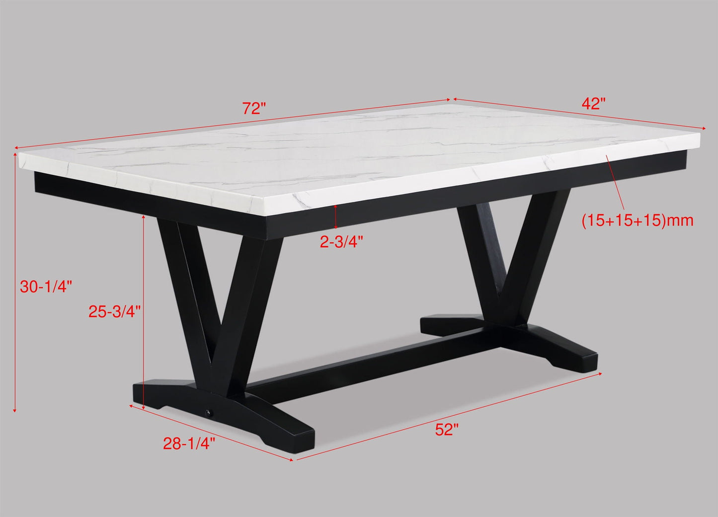 Tanner - Dining Table, Faux Carrara Marble - White / Black Crown Mark