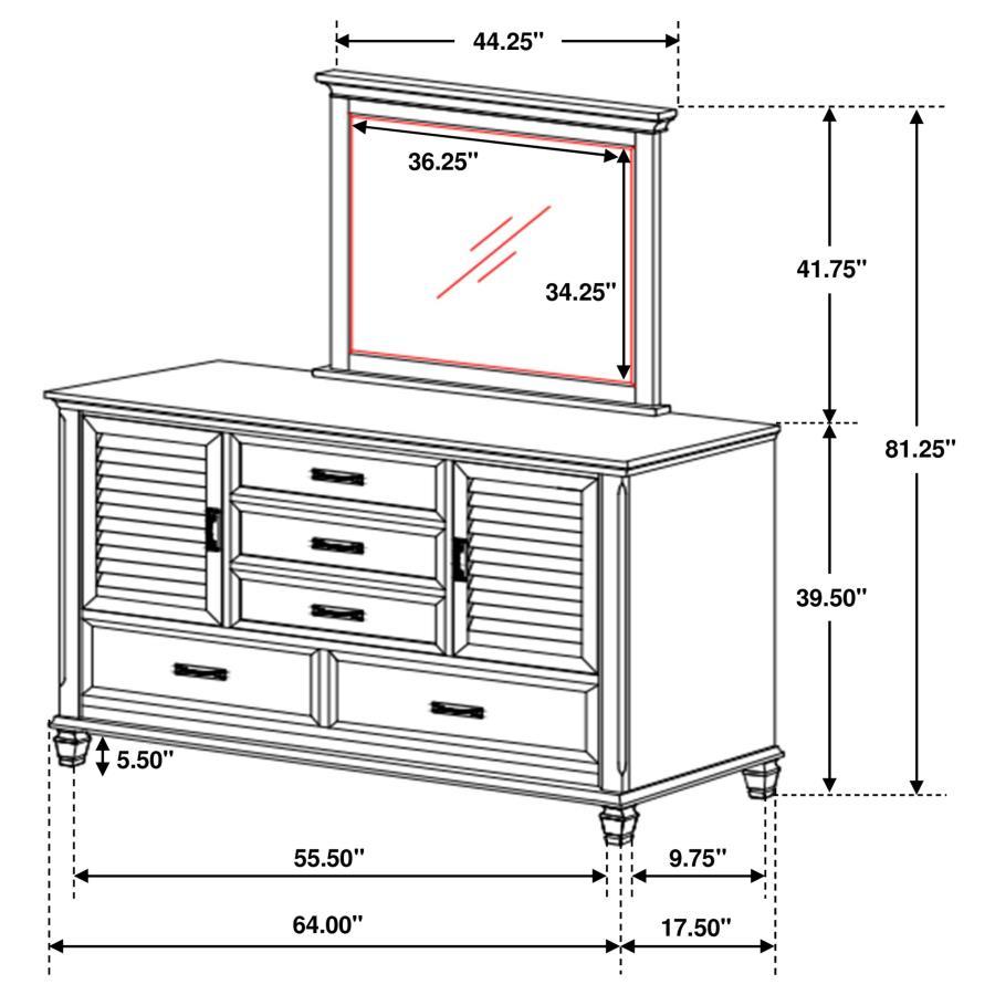 Franco - 5-Drawer Dresser With Mirror - Snoozhouse