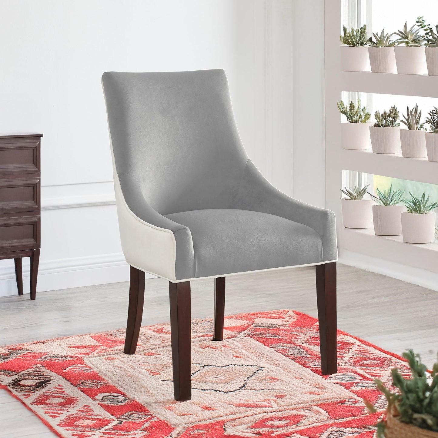 Jackson - Upholstered Dining Chair Elegant Design - Smoke / White Home Essentials