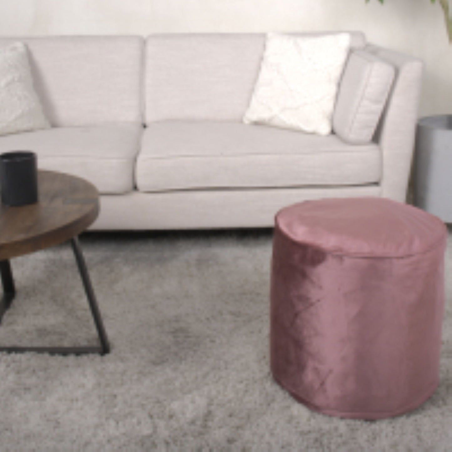 Shimon - Cylinder Pouf Ottoman Floor Cushion Home Essentials