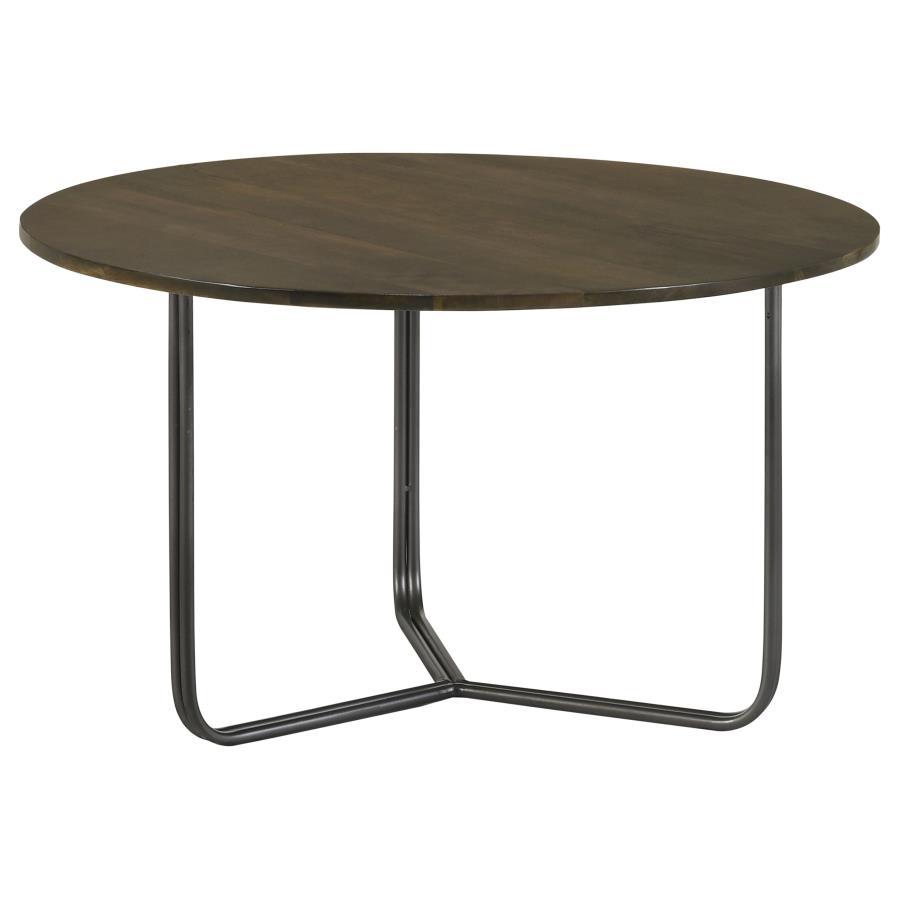 Yaritza - Round Mango Wood Coffee Table - Natural And Gunmetal CoasterEssence