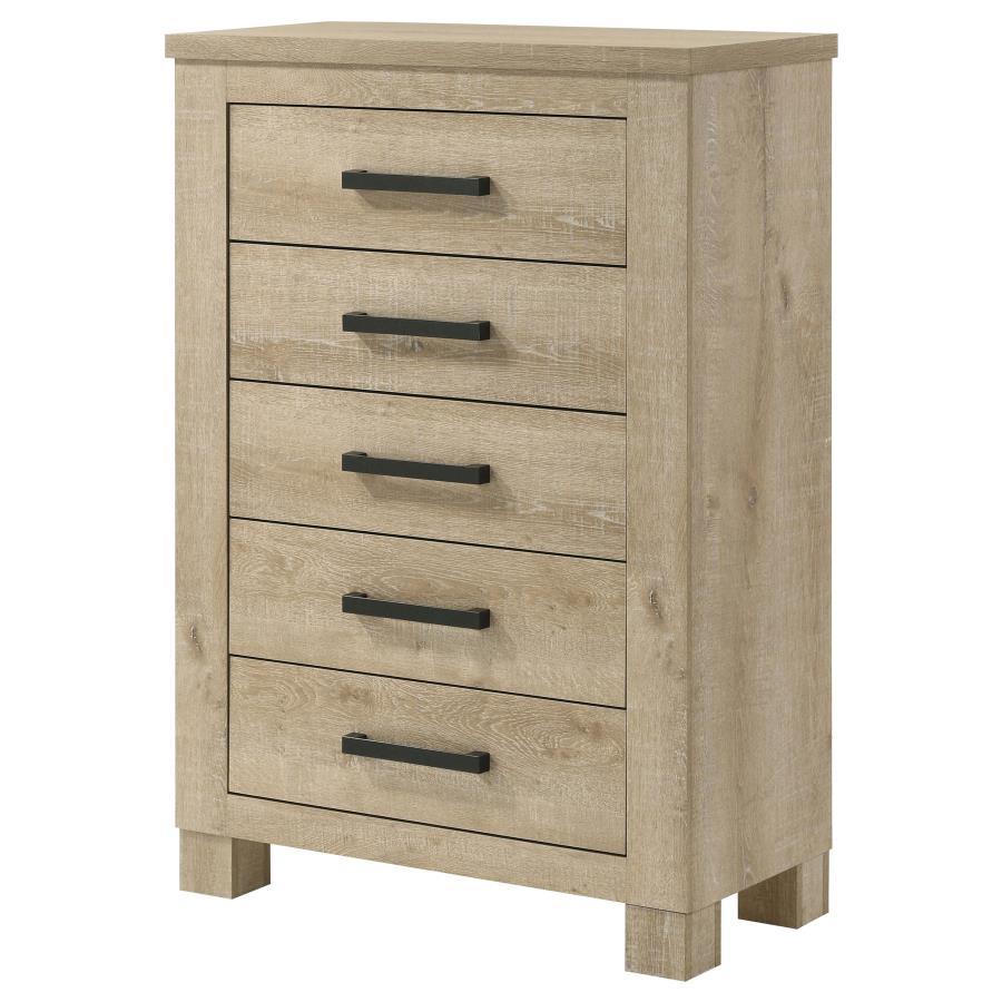 Oakglen - 5-Drawer Bedroom Chest Of Drawers - Weathered Oak Coaster Fine Furniture