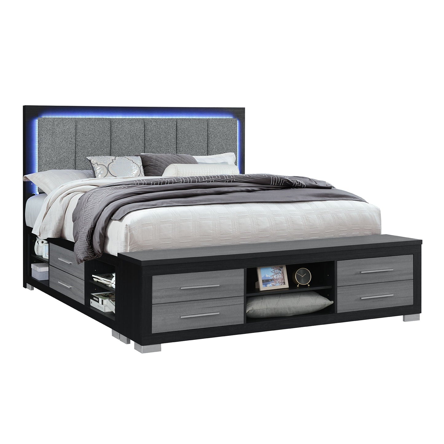 Emilia - Bed With Storage And LED Lighting Global Furniture USA