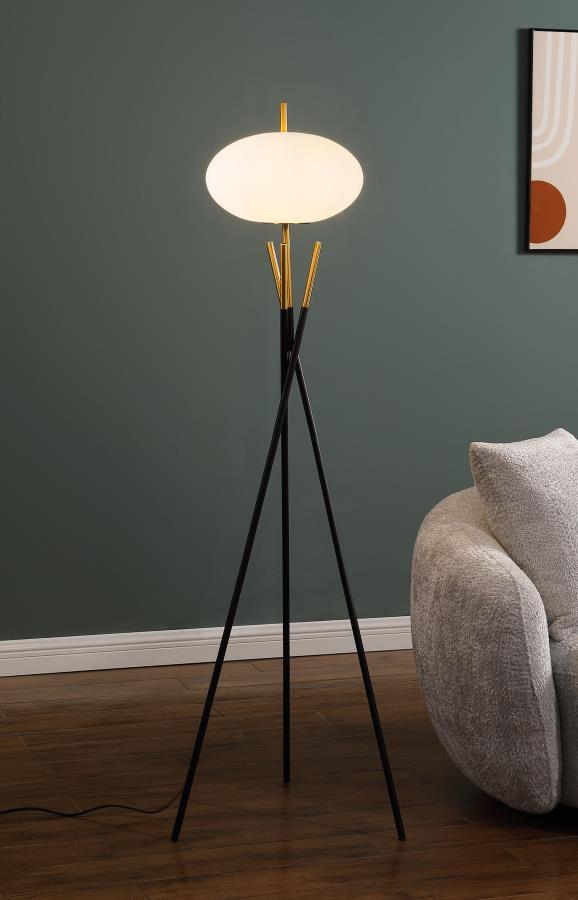 Layton - White Orb Shade Tripod Floor Lamp - Black Coaster Fine Furniture