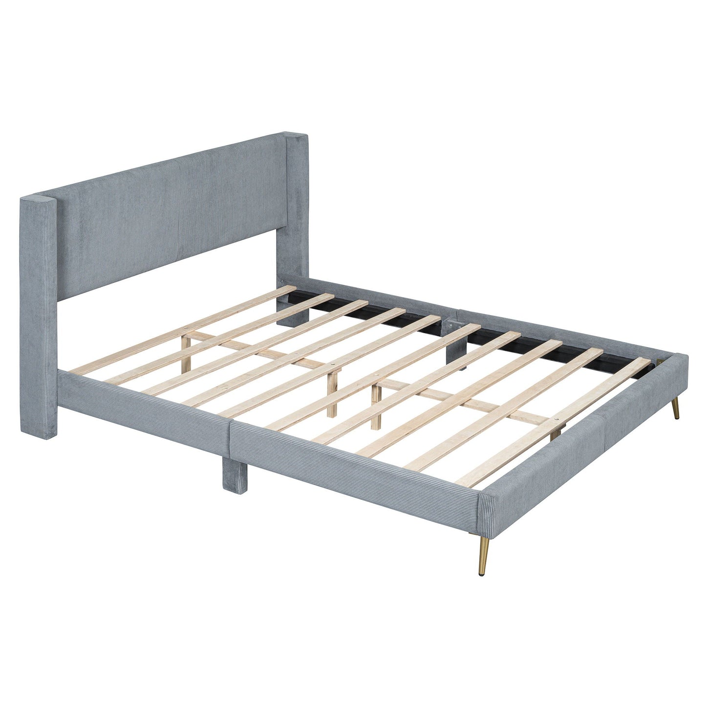 Platform Contemporary Bed With Legs And Upholstered Headboard DreamHaus