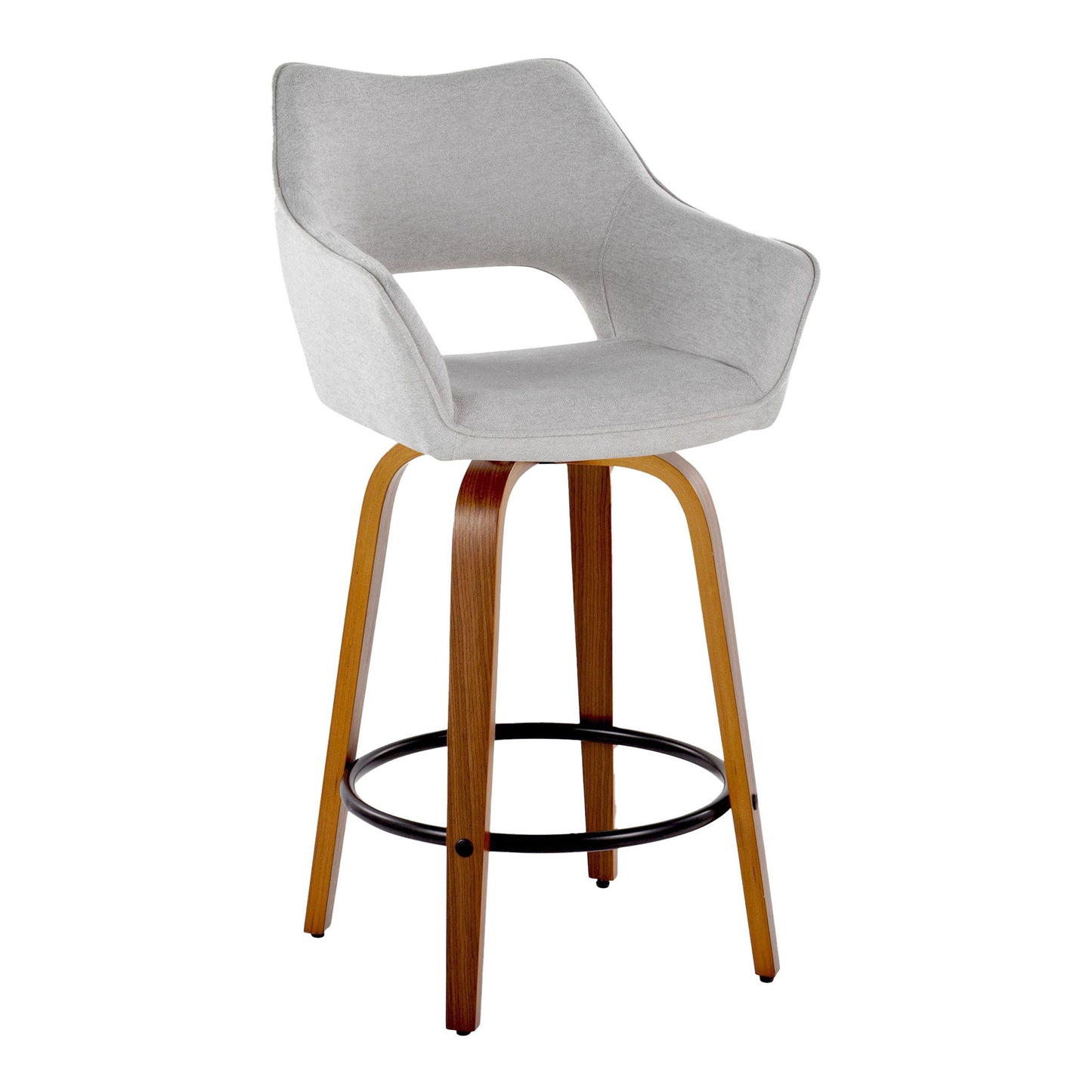 Mustang - Contemporary Fixed Height Counter Stool With Swivel With Round Footrest (Set of 2) Lumi Source