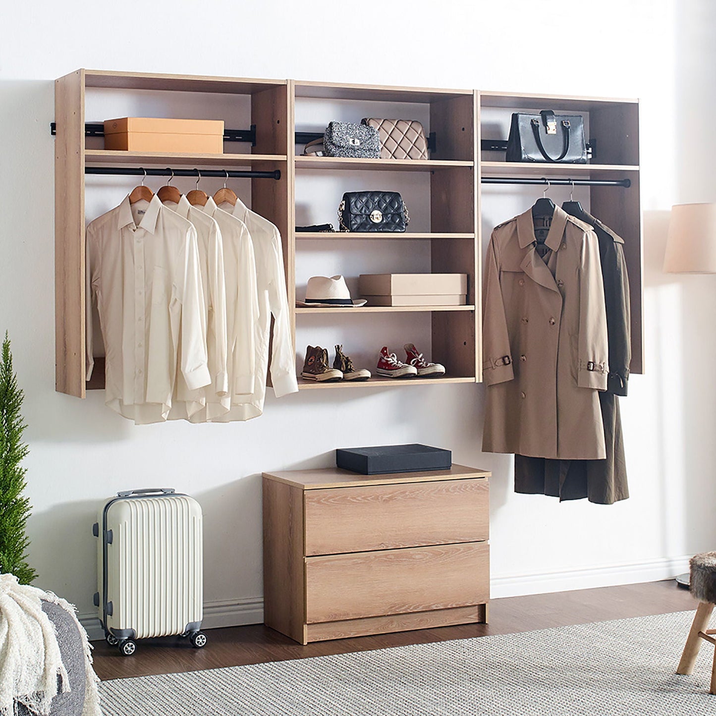 Devi - Wall Mounted Closet System With Modular Units Home Essentials