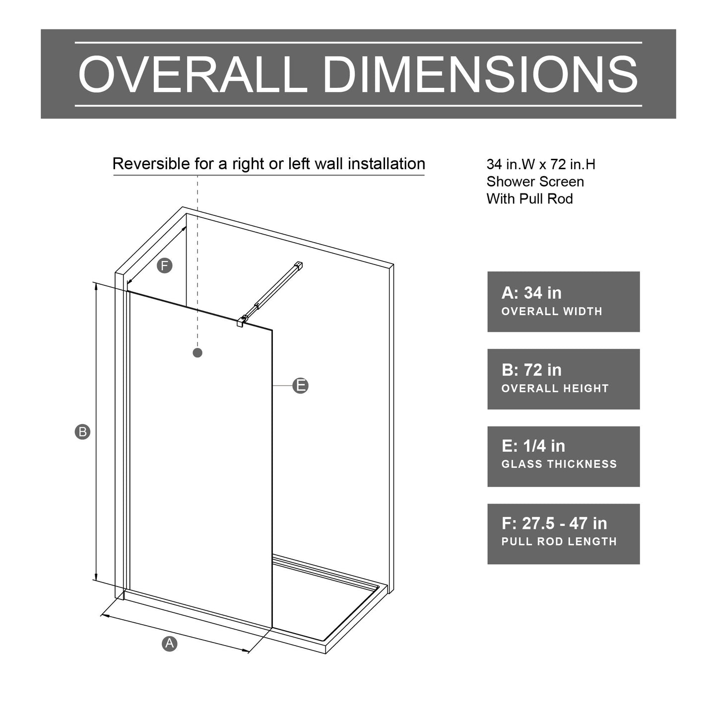 Gradient Shower Door With Handle - Matt Black Daily Nest