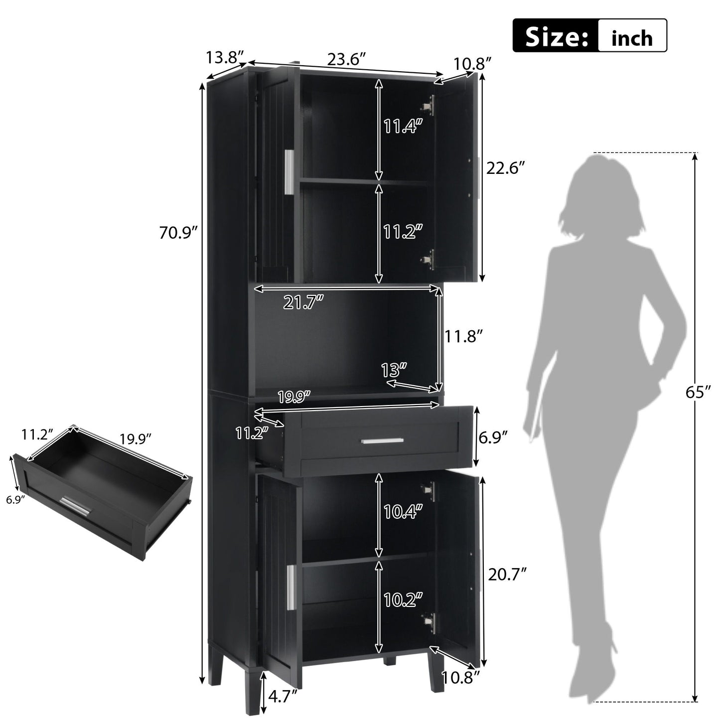 Freestanding Tall Bathroom Cabinet With Soft Close Doors And Adjustable Shelves Hearth and Haven