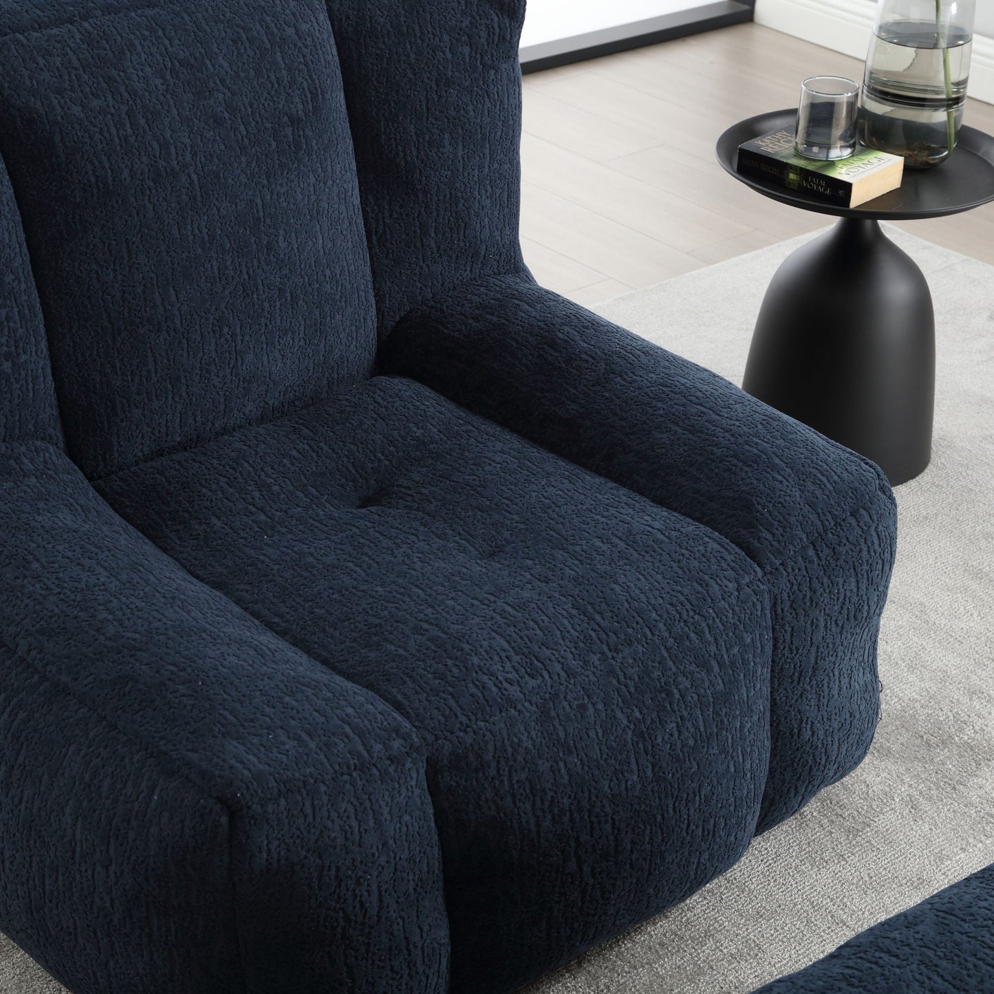 Modern Indoor Fluffy Bean Bag Chair With Memory Foam And Ottoman, Super Soft Home Essentials