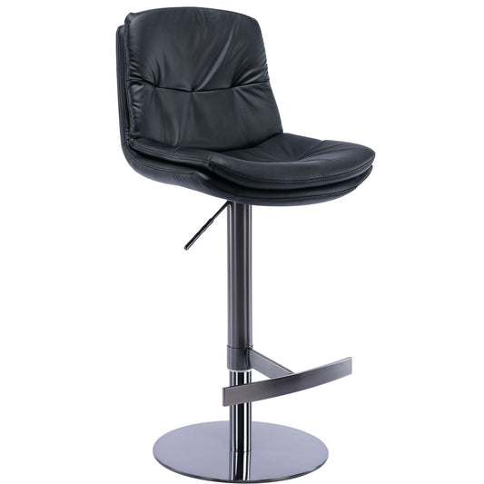 Swivel Bar Stool, Black Titanium Stainless Steel Base And Footrest, Grade, Faux Leather Bar Chair With Backrest Home Essentials