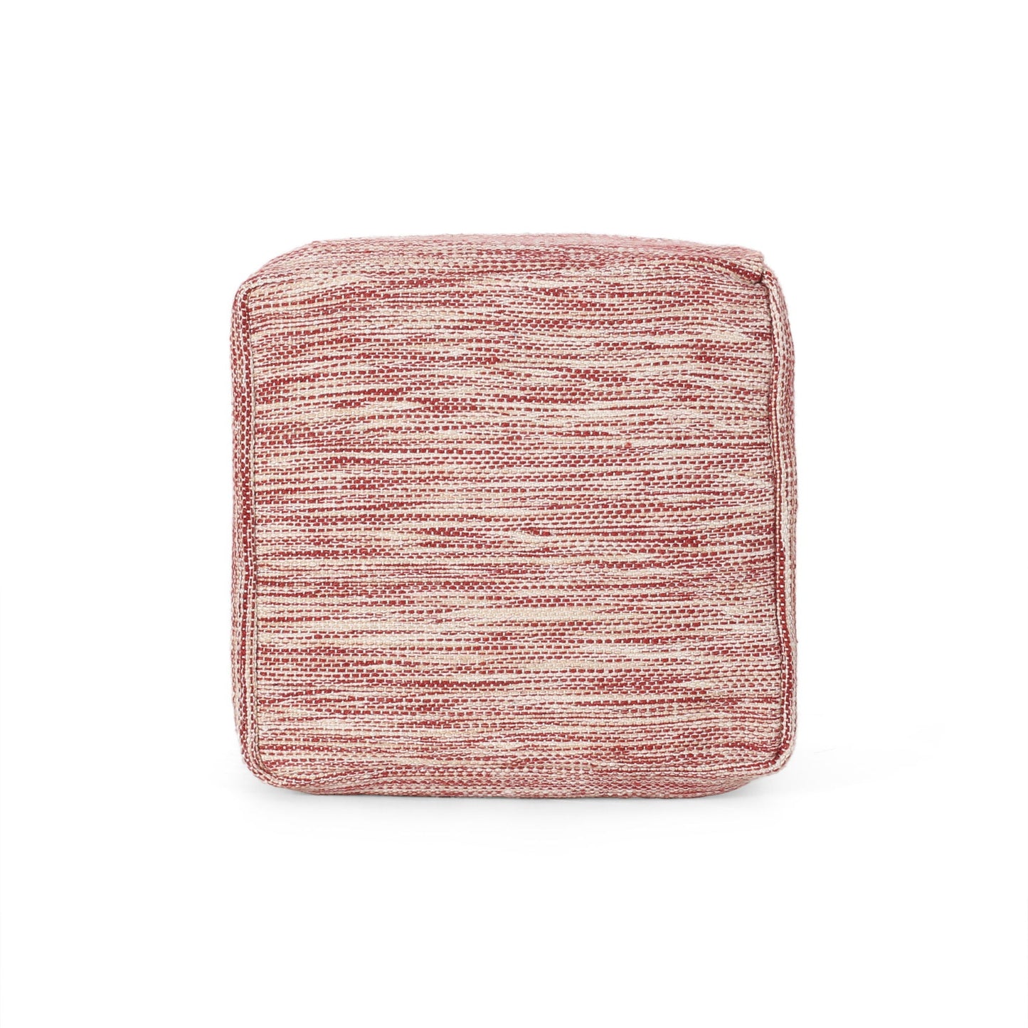 Enigma - Yarn And Cotton Square Pouf Ottoman With Polystyrene Beads - Red / White Home Essentials