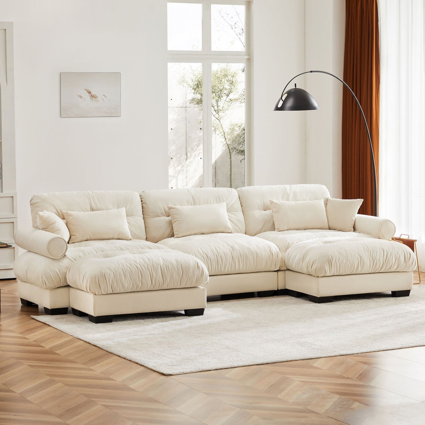 Super Comfort Oversized Modular Sectional Sofa With Movable Ottoman - Snoozhouse