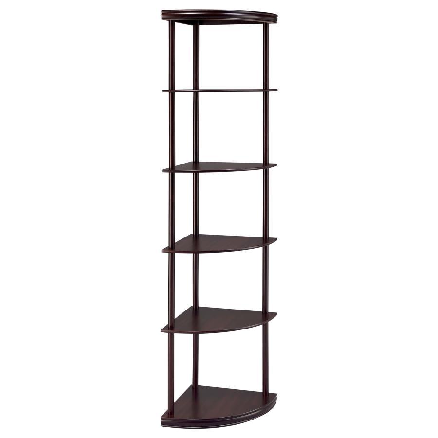 Bonwick - Wood 5-Shelf Corner Bookshelf - Cappuccino CoasterEveryday