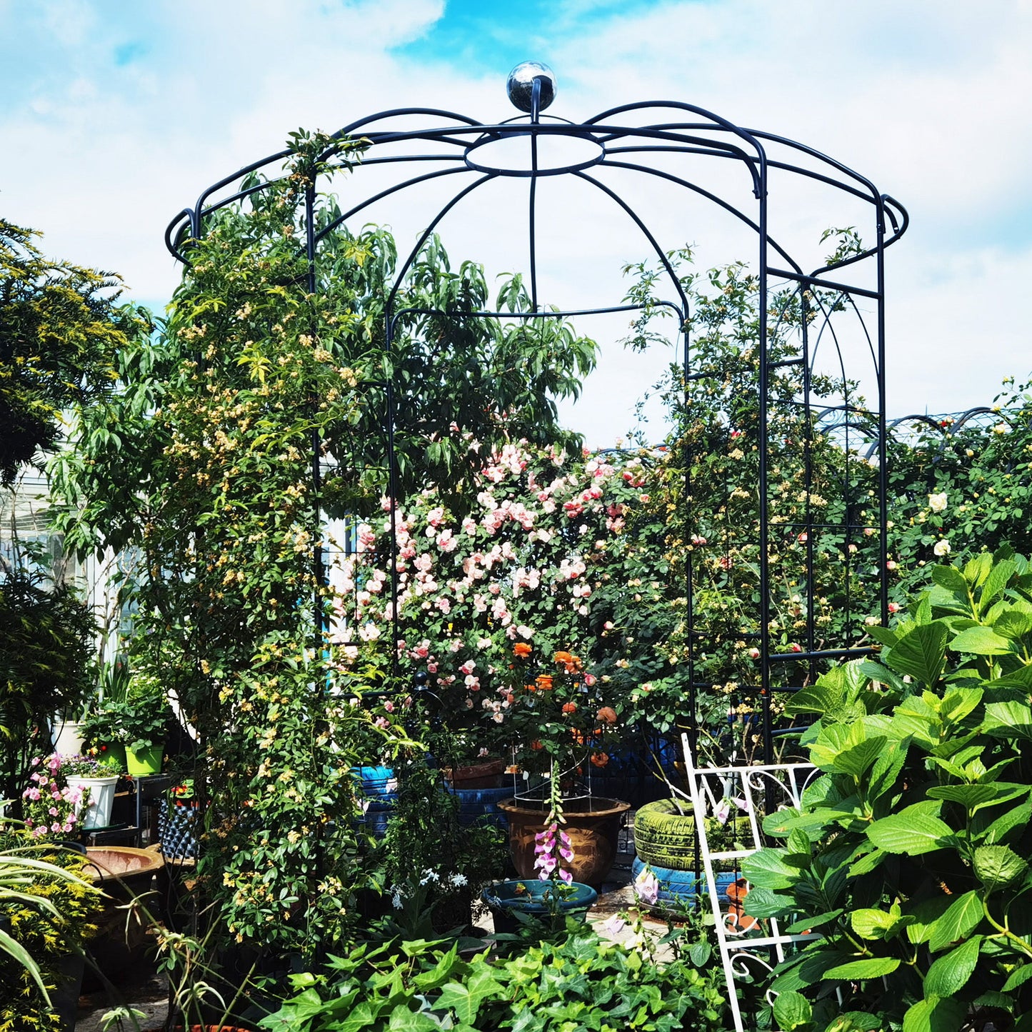 Metal Garden Arch Iron Garden Arbors Gazebo Dia High Birdcage Shape Pergola Pavilion For Wedding Ceremony Daily Nest