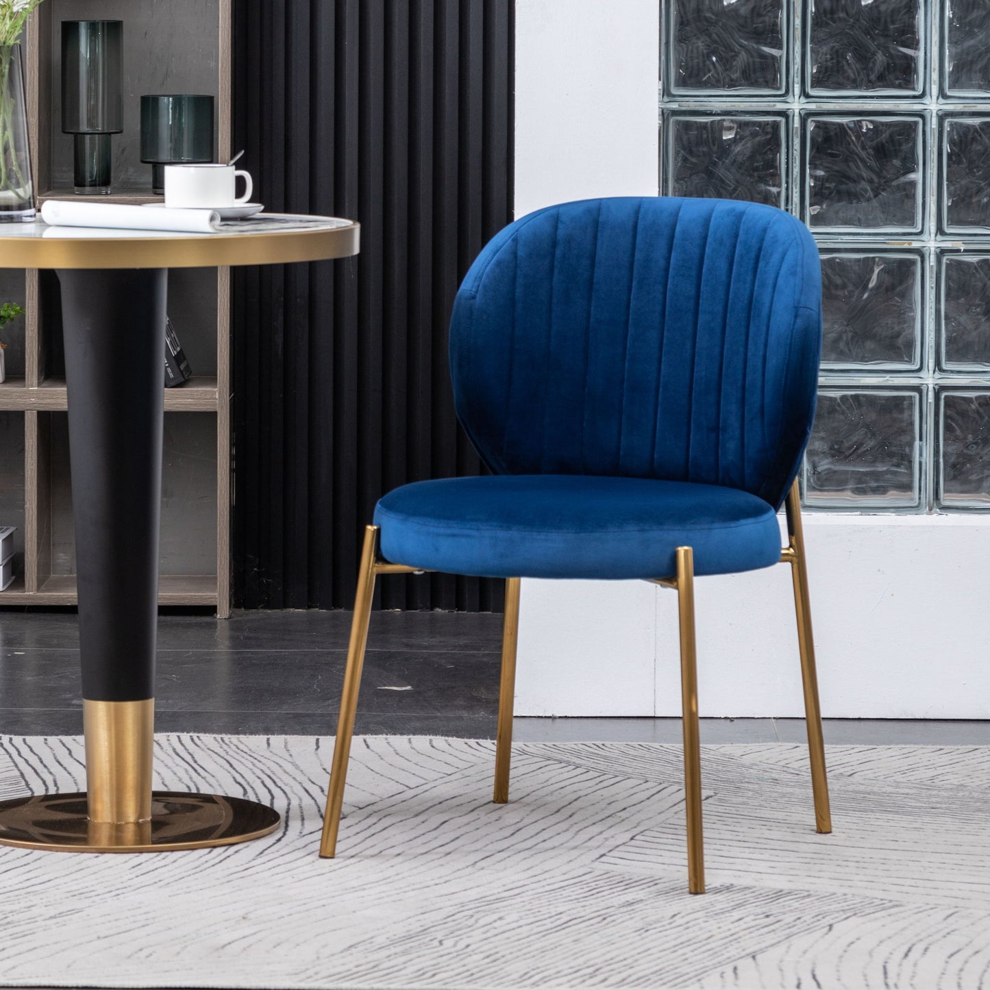 Amoa - Contemporary Velvet Upholstery Dining Chair - Blue Home Essentials