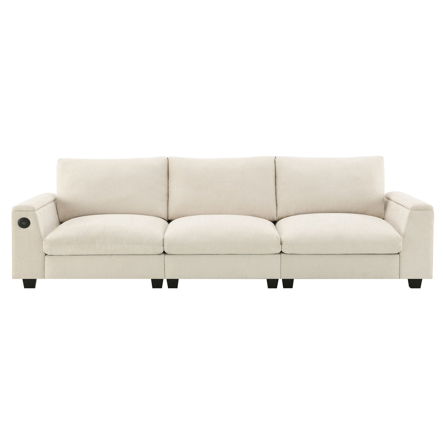 Sectional With Bluetooth Speaker Comfy Cloud Couch Set With Drop Down Table Cup Holders, USB Charger Storage Armrest Wide Seat Sofa