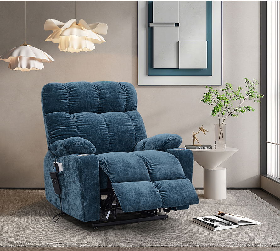 Dual Okin Motor Power Lift Recliner Chair For Elderly Infinite Position Lay Flat 180E Recliner With Heat Massage Refined Comfort