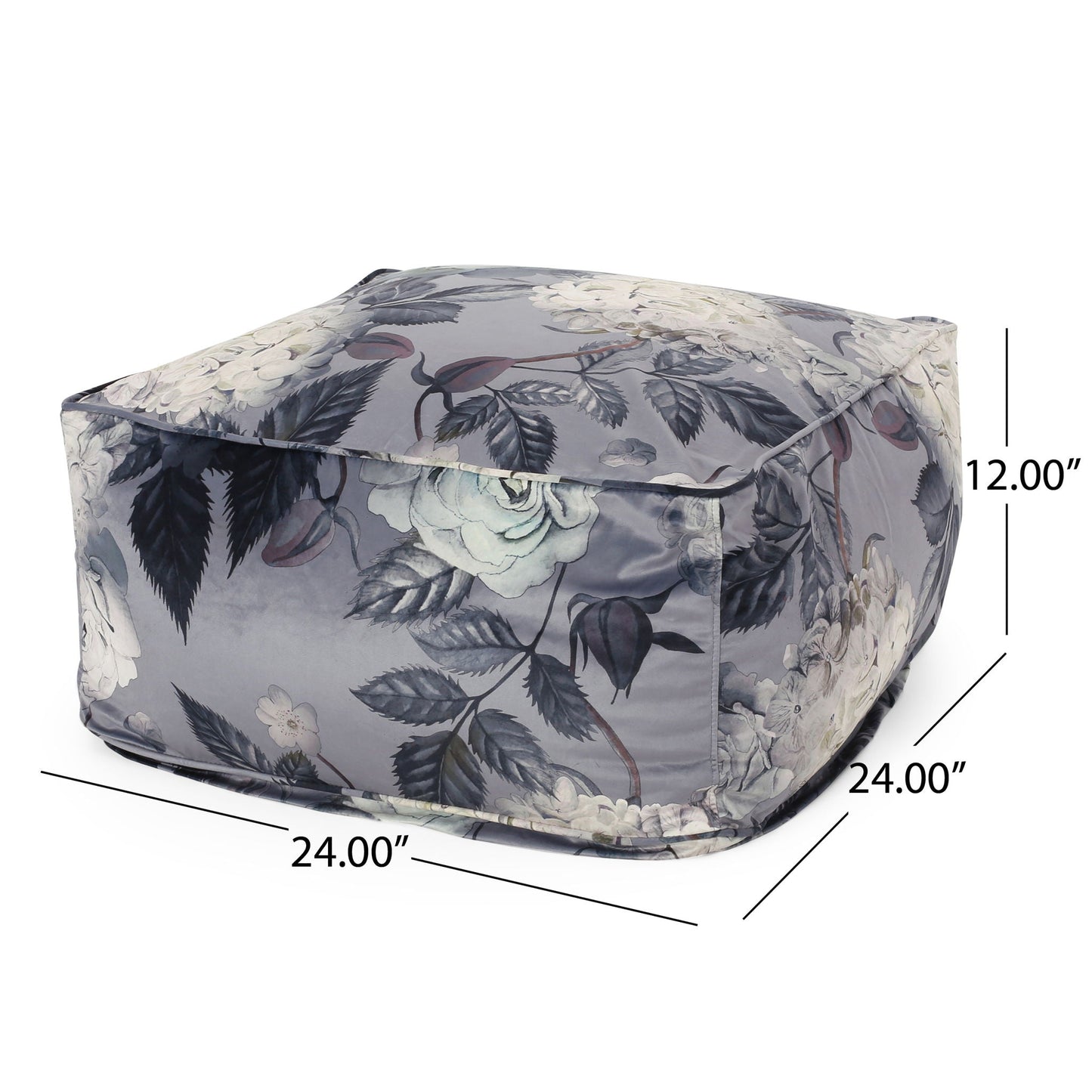 Hazel - Large Square Pouf With Flower Print Home Essentials